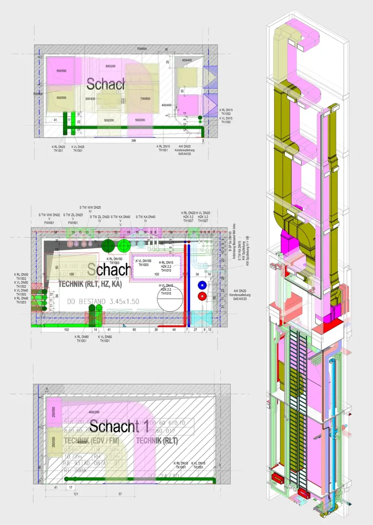 Ausschnitte einer Schacht-Planung – Galeriebild 5/10 – D&P Projekt – Referenzen