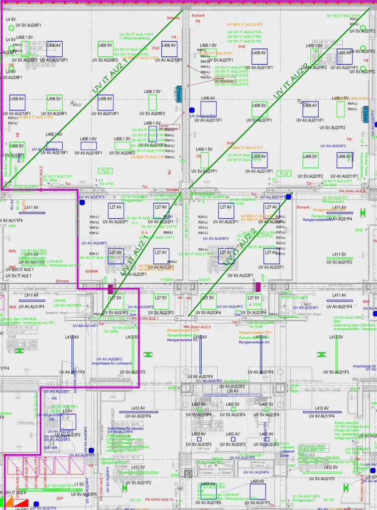 Ausschnitt der Planung einer Starkstromanlage – Galeriebild 8/10 – D&P Projekt – Referenzen